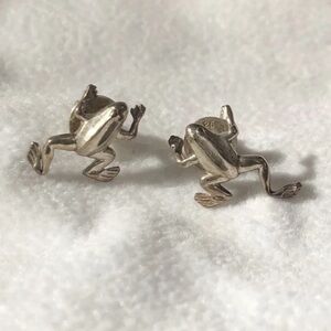 Silver frog earrings